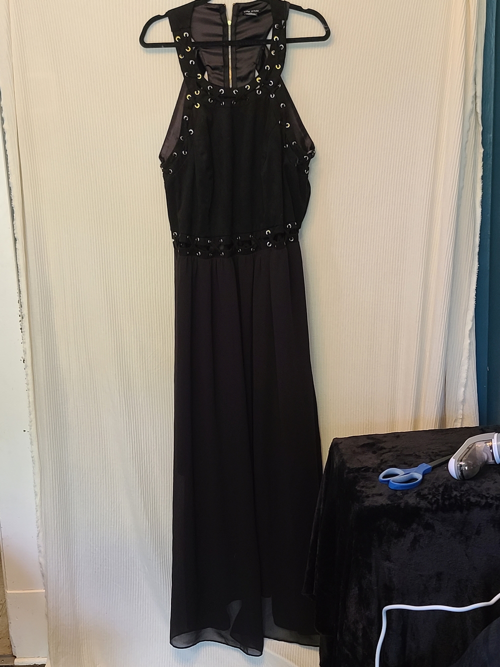 City Chic Black Maxi Dress with Grommet Detailing